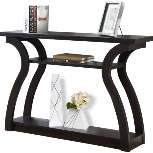 47" Accent Table / 3 Tier Hall Console in Cappuccino